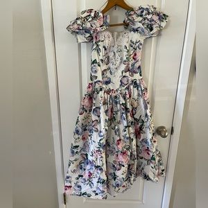 Vintage Jessica McClintock Bridal floral dress attached petticoat Size 4